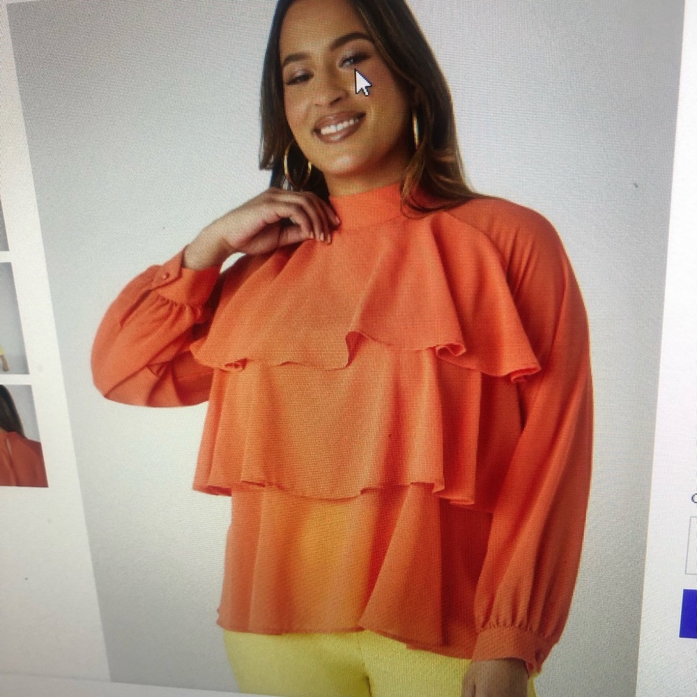 Elegant Orange Ruffle Blouse